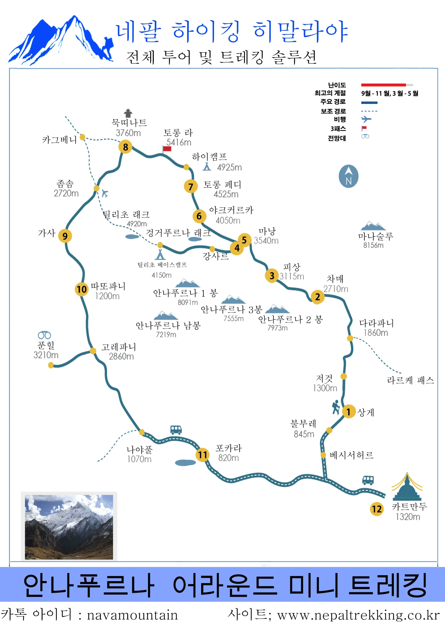 안나푸르나 미니서킷 트레킹 14박 15일